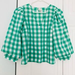 A New Day Green and White Boxy 3/4 Sleeve Blouse
